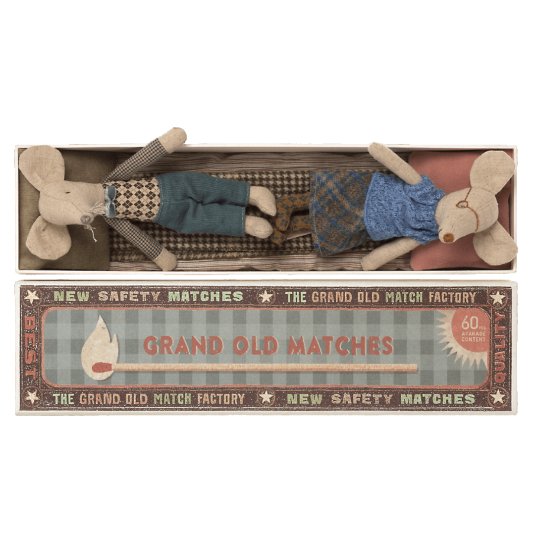Maileg Grandma and Grandpa Mice in a Matchbox