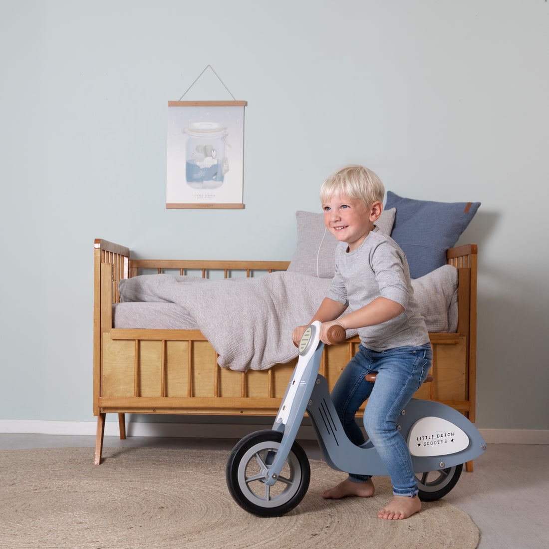 Wooden Balance Scooter - Blue