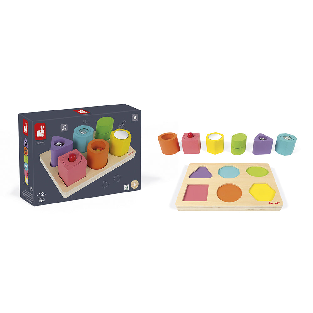 Janod Shapes & Sounds 6-Block Puzzle
