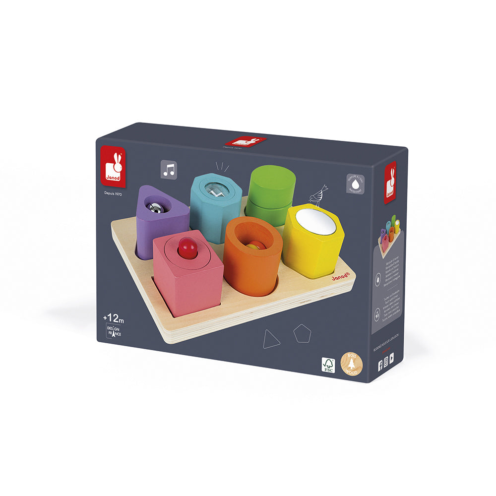Janod Shapes & Sounds 6-Block Puzzle
