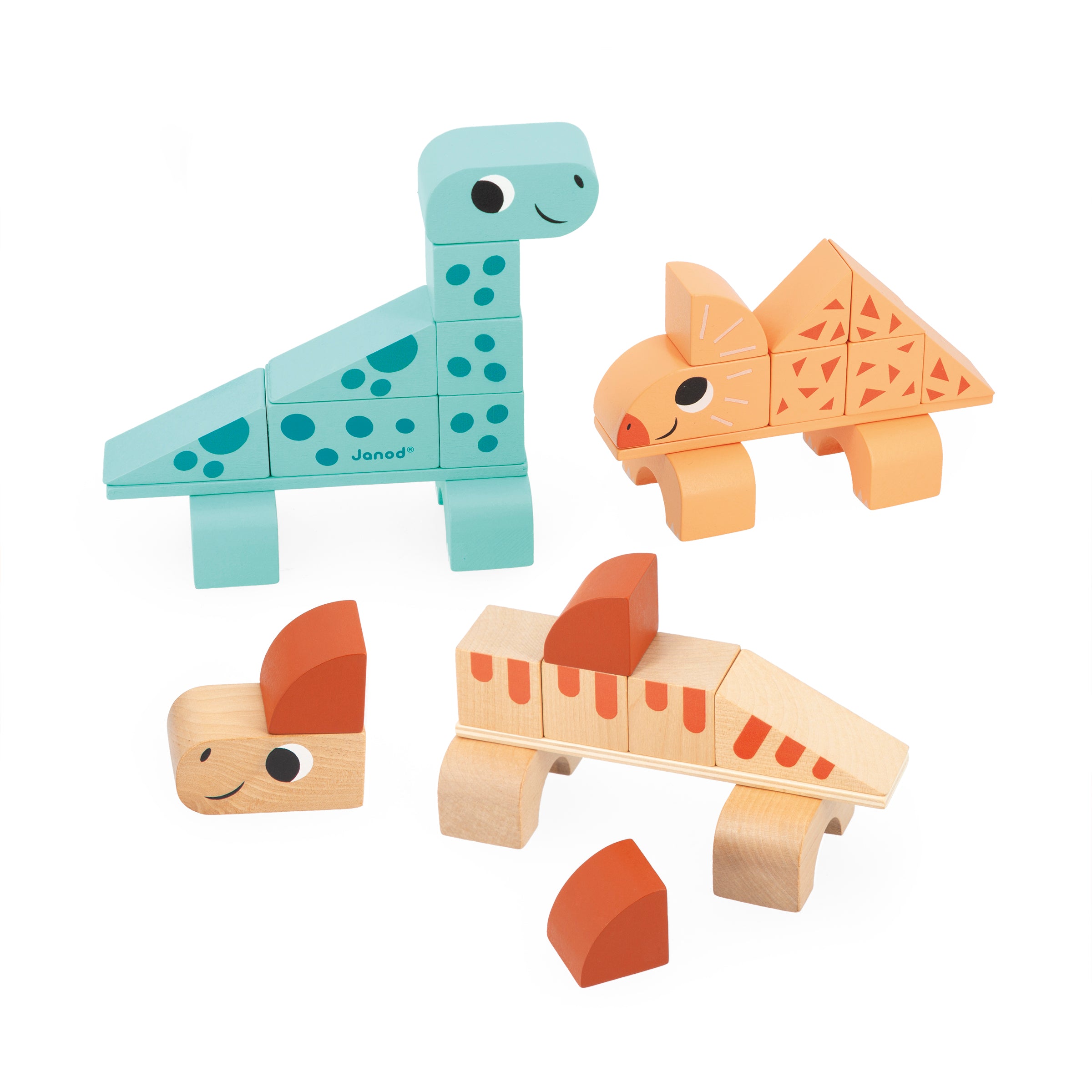 Janod Dino Cubikosaurus, Dinosaurs To Build Stacking Blocks
