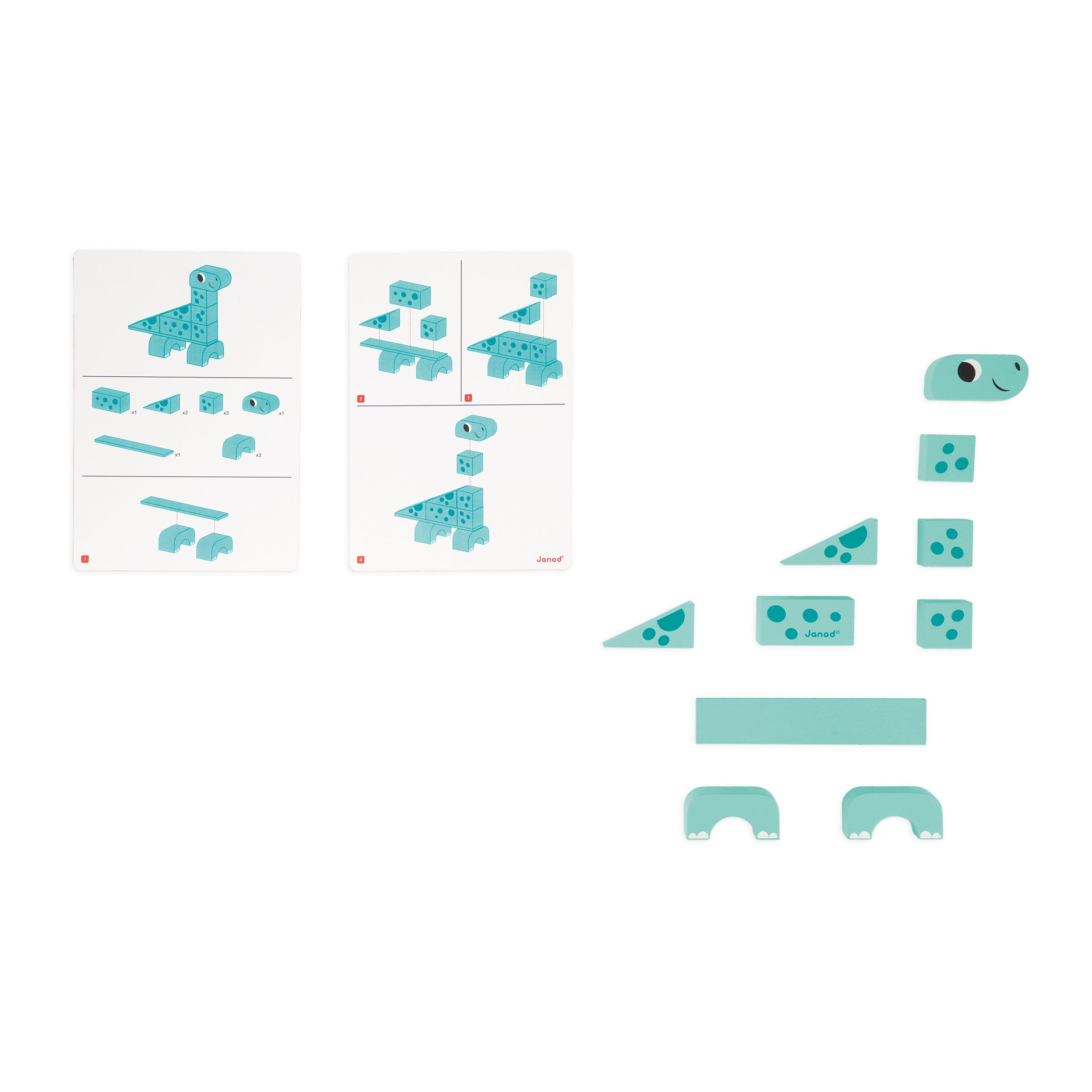 Janod Dino Cubikosaurus, Dinosaurs To Build Stacking Blocks