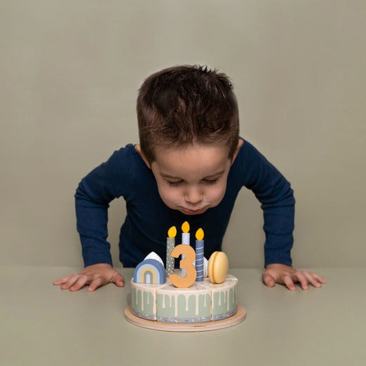 Little Dutch Wooden Birthday Cake - Blue