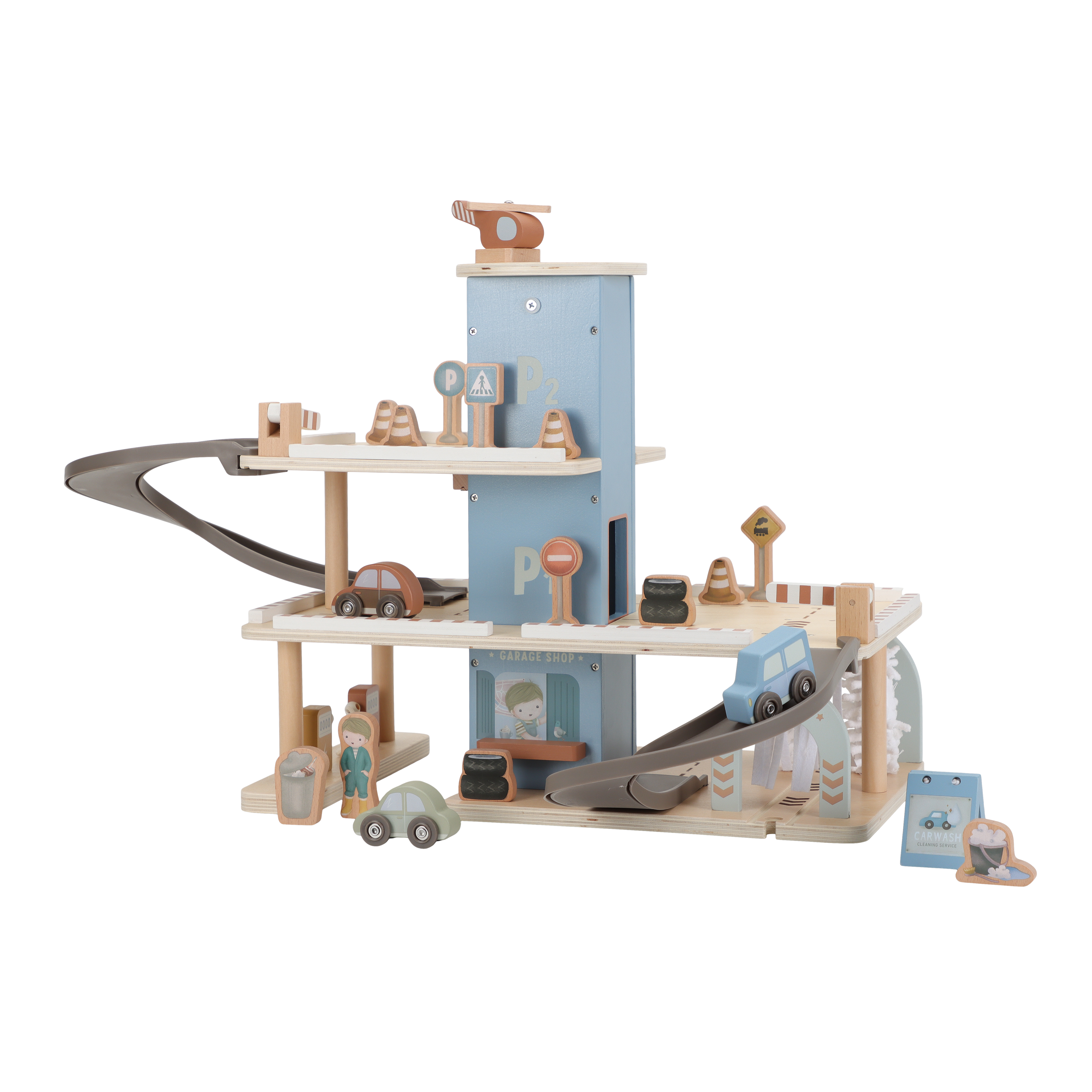 Little Dutch Wooden Toy Garage- Blue
