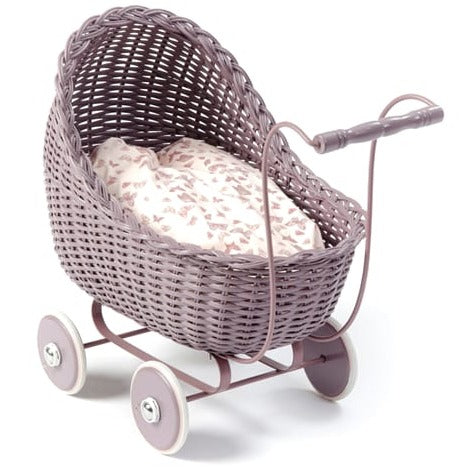 SmallStuff Wicker Stroller - Dark Rose