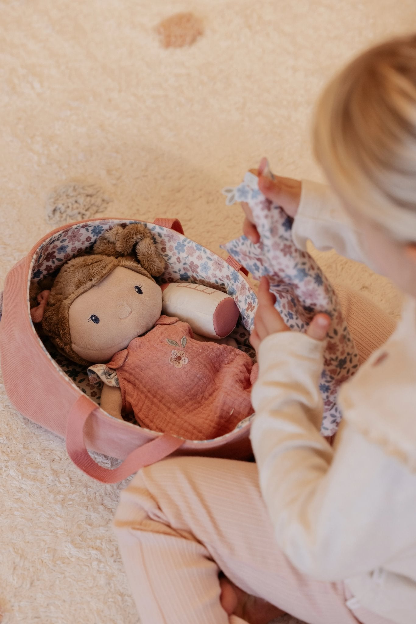 NEW Baby Doll Rosa in Basket