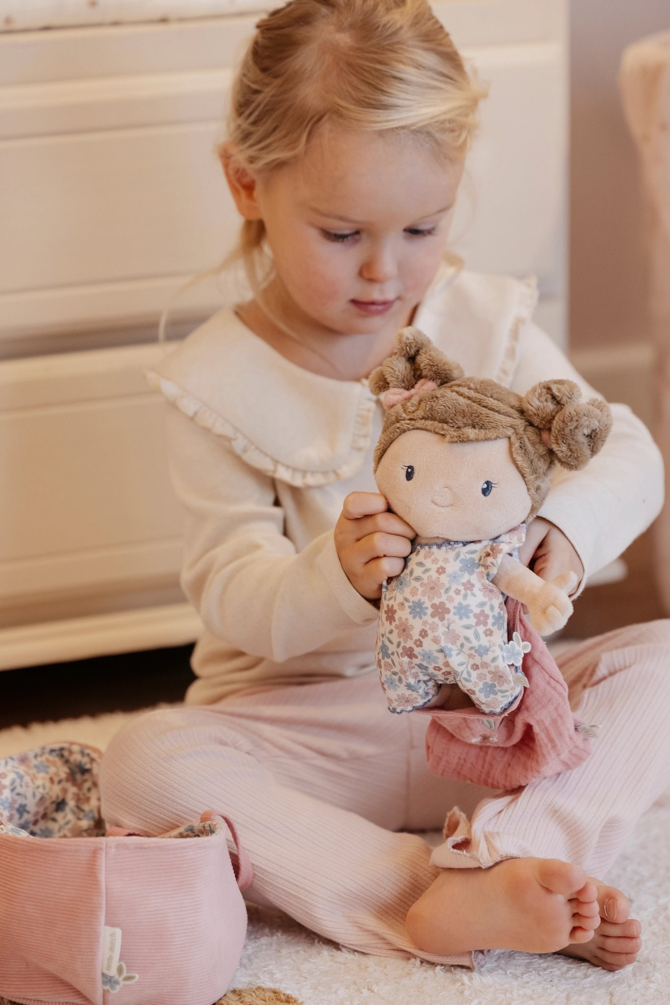 NEW Baby Doll Rosa in Basket