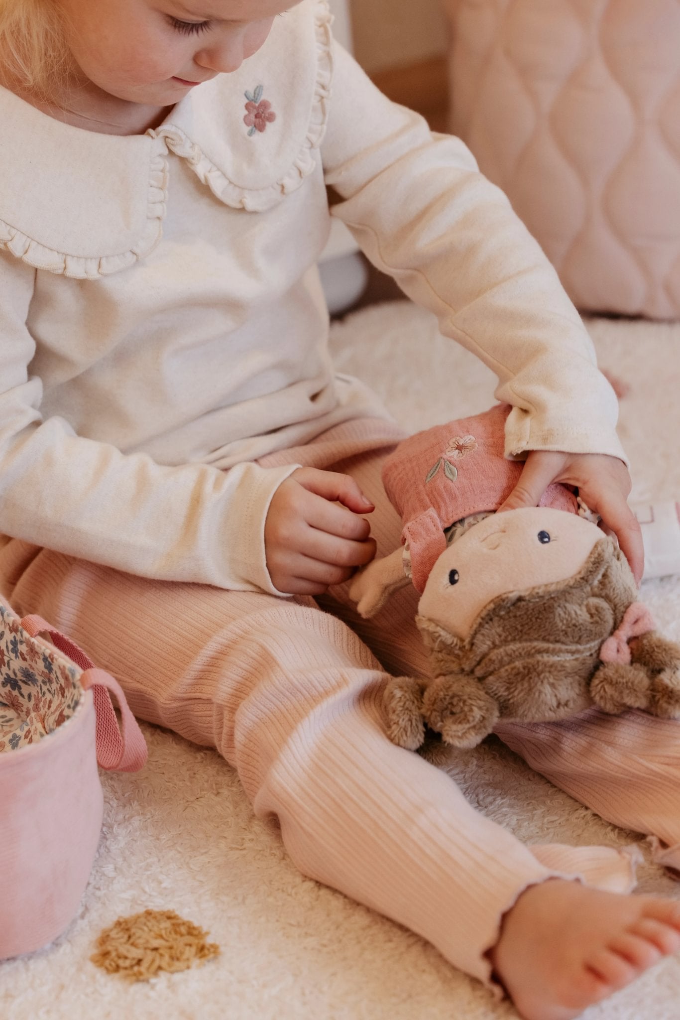 NEW Baby Doll Rosa in Basket