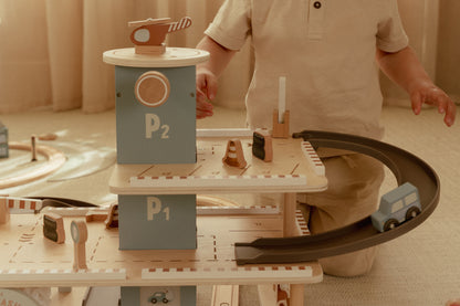Little Dutch Wooden Toy Garage- Blue