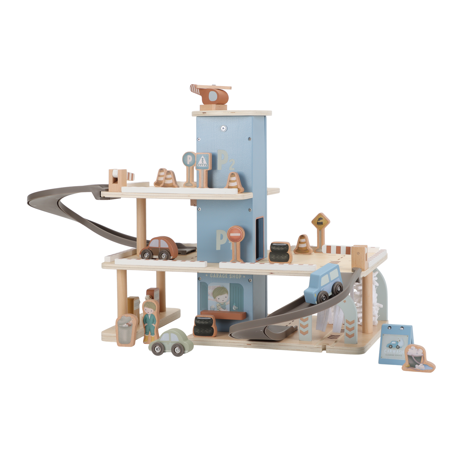 Little Dutch Wooden Toy Garage- Blue