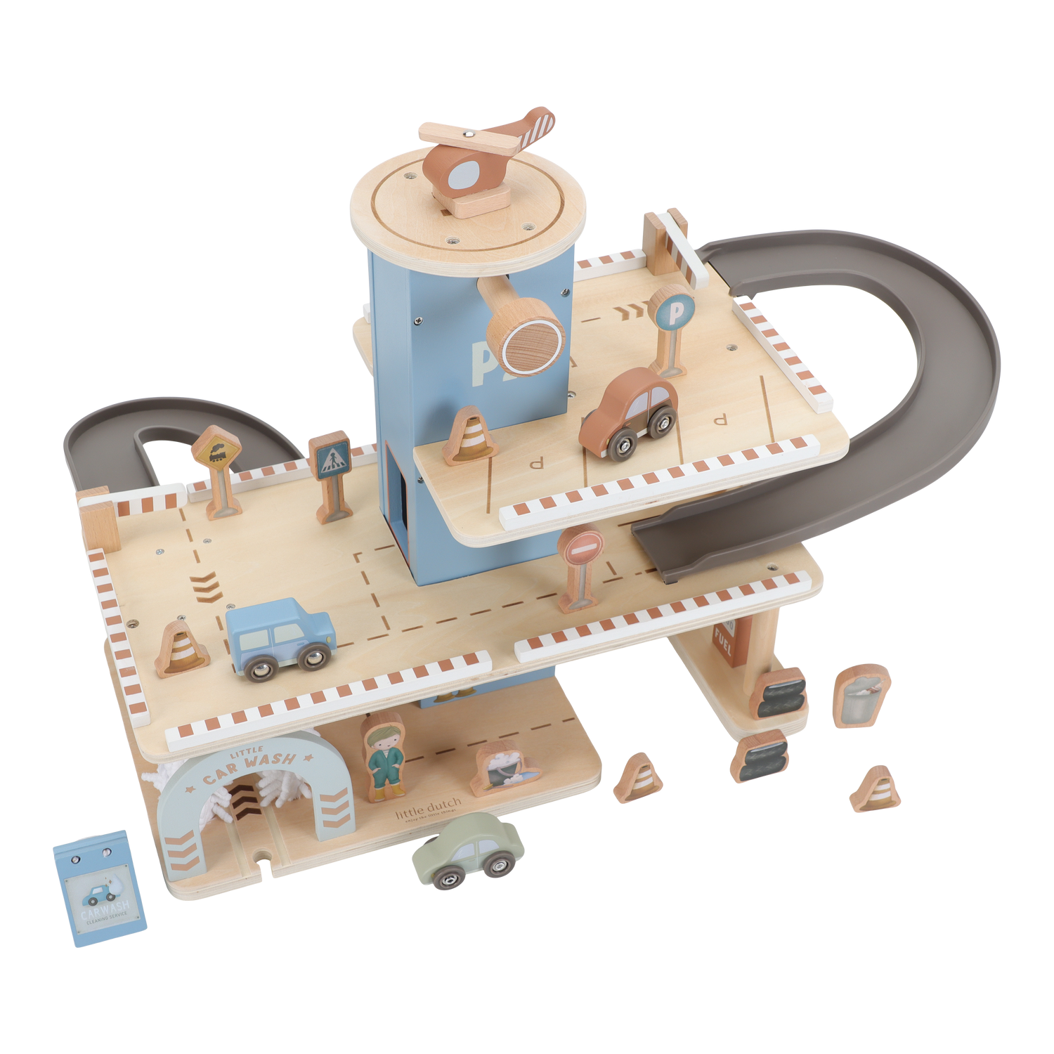 Little Dutch Wooden Toy Garage- Blue