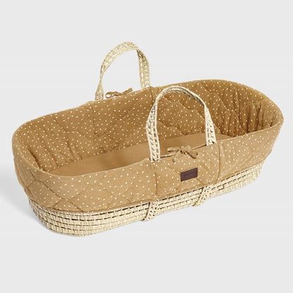 Natural Organic Quilted Moses Basket &amp; Mattress - Honey Rice