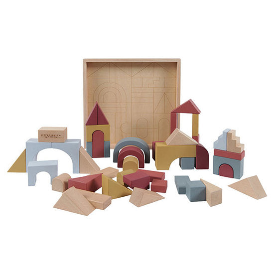 Little Dutch Wooden Building Blocks - Pure &amp; Natural - Set of 47